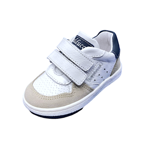 Sneakers bianco-blu-beige con doppio strappo - Balducci