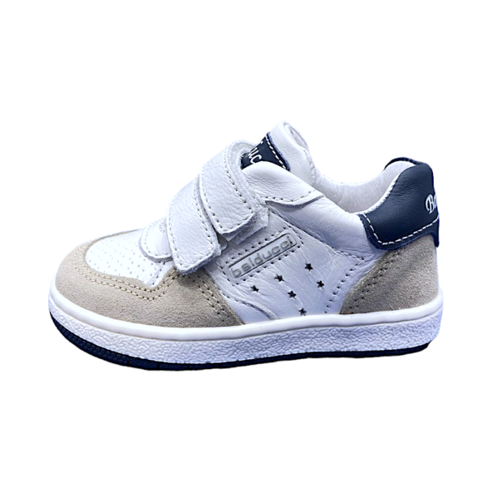 Sneakers bianco-blu-beige con doppio strappo - Balducci