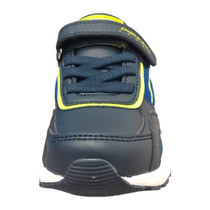 Sneakers boy colore blugiallo con strappo, lacci elasticizzati e zip - Balducci sport