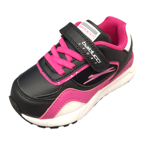 Sneakers girl colore nero-fucsia con strappo, lacci elasticizzati e zip - Balducci sport