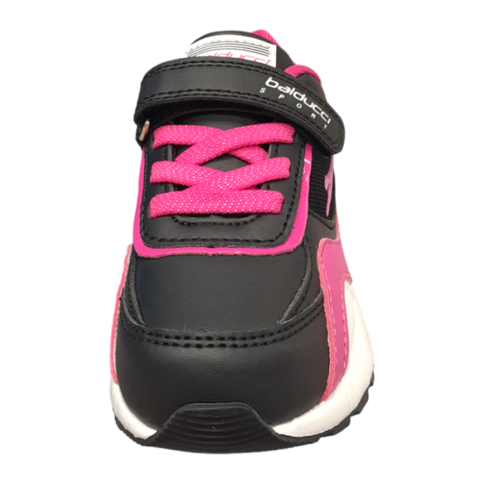 Sneakers girl colore nero-fucsia con strappo, lacci elasticizzati e zip - Balducci sport