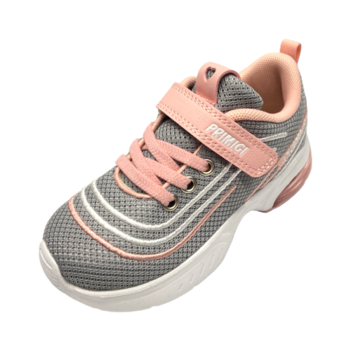 Sneakers in tessuto per bambina maglia perla e inserti rosa - Primigi