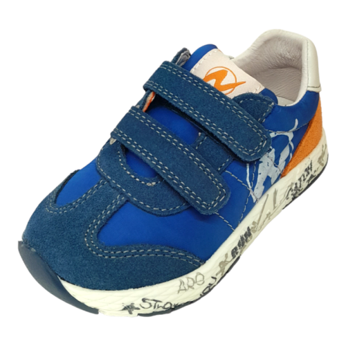 Sneakers per bambino jesko vl. azzurro-arancio - Naturino