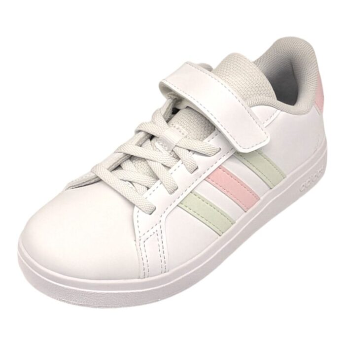 Sneakers sportiva con strappo e lacci elastici white-glitter-pink - Adidas