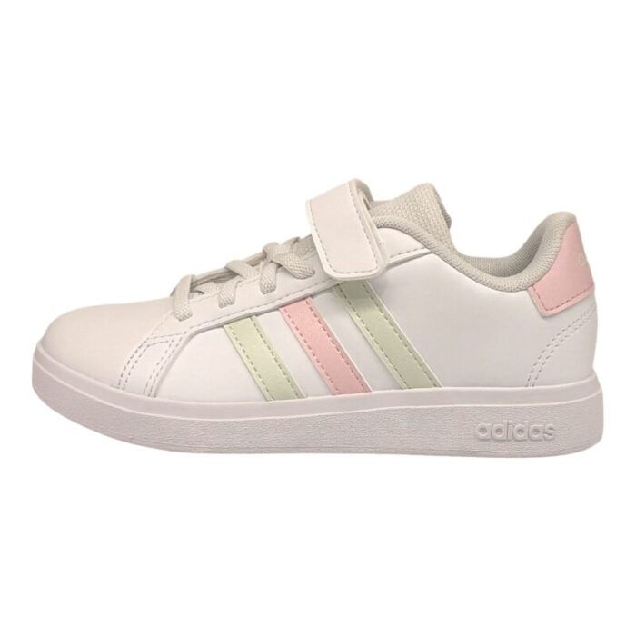 Sneakers sportiva con strappo e lacci elastici white-glitter-pink - Adidas