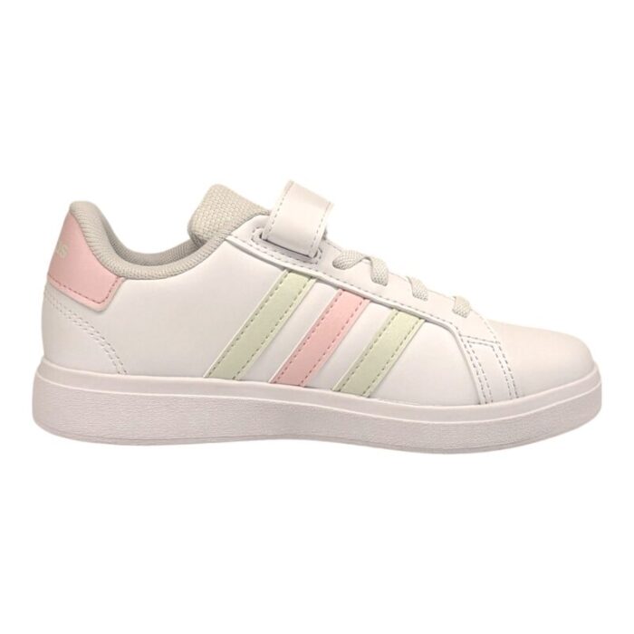 Sneakers sportiva con strappo e lacci elastici white-glitter-pink - Adidas