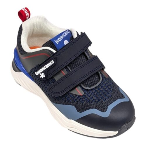 Sneakers sportive per bambino di colore blu con strappi a velcro - Biomecanics