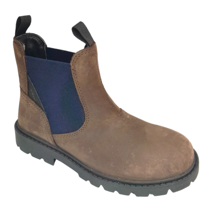 Stivaletto bambino in pelle-tessuto brown-navy - Geox