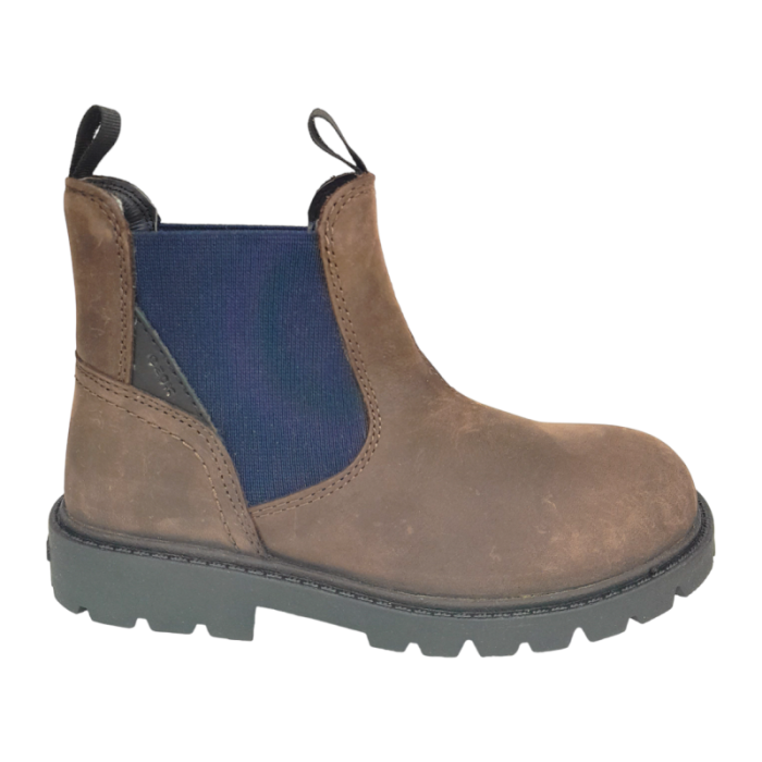 Stivaletto bambino in pelle-tessuto brown-navy - Geox