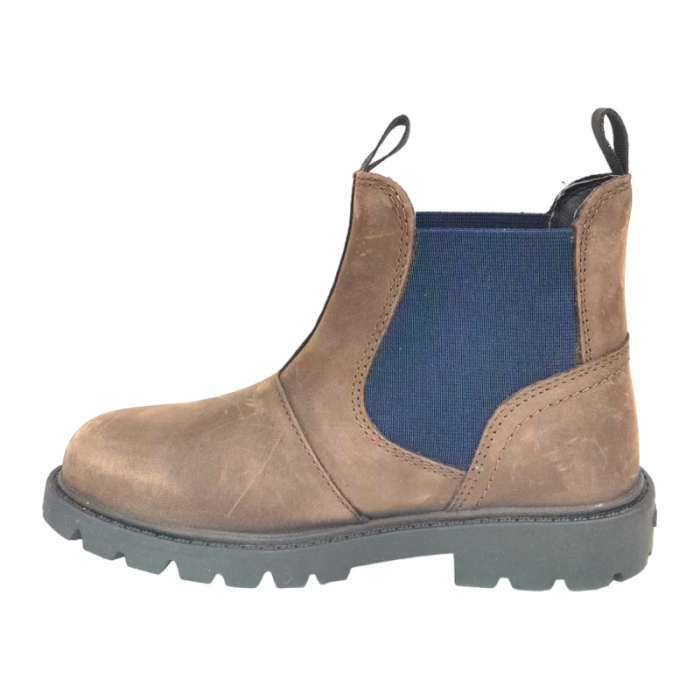 Stivaletto bambino in pelle-tessuto brown-navy - Geox